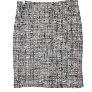 Vintage HORST BASLER 10 Grey Tweed Pencil Skirt Wool Blend Knee Length Tailored